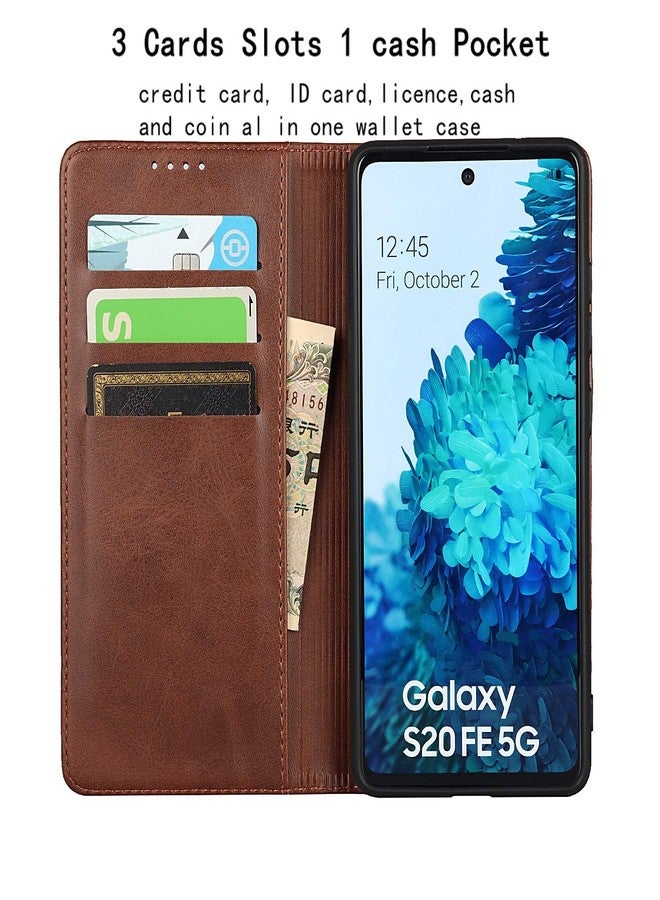 Jaorty for Galaxy S20 FE Wallet Case,Premium PU Leather Flip Folio Case with Card Slots,Cash Pocket,Kickstand with Magnetic Closure for Samsung Galaxy S20 FE (2020 Release) 6.5 Inch,Brown - Image 2