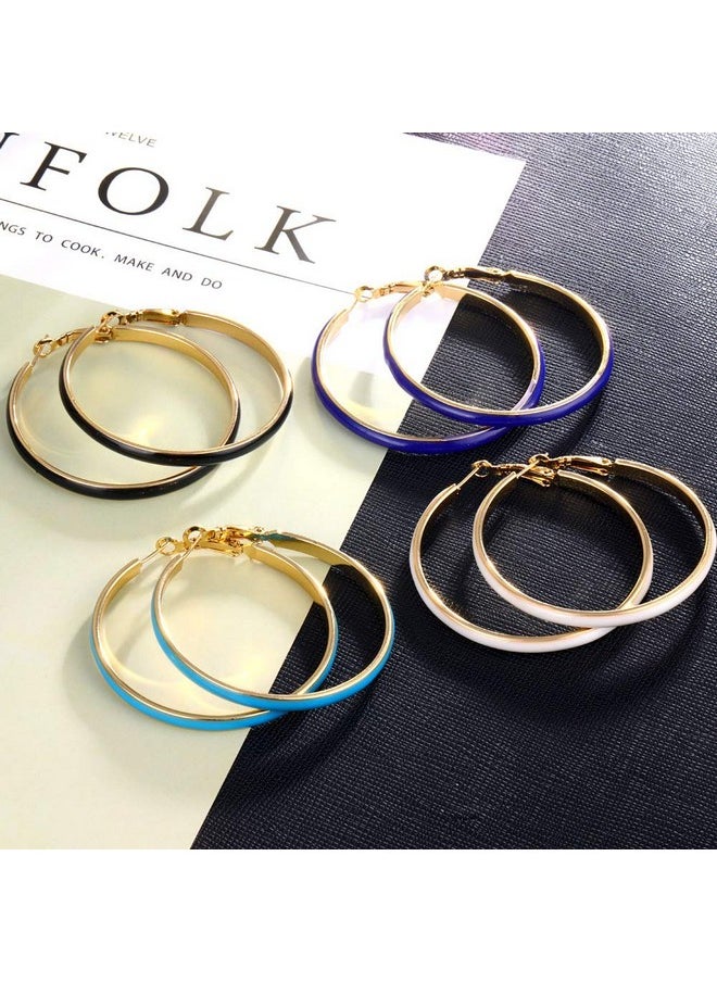 COLORFUL BLING Big 5Cm Circle Hoop Earring Multicolor Enamel Round Dangle Drop Earrings For Women Girls Exaggerated Statement Jewelryorange  - Image 2