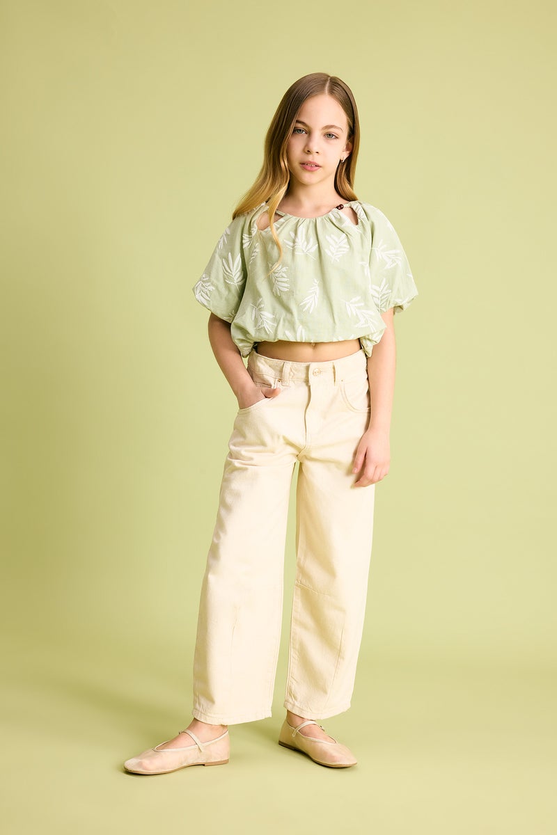 ديفاكتو بلوزة بناتي نص كم أخضر - Image 2