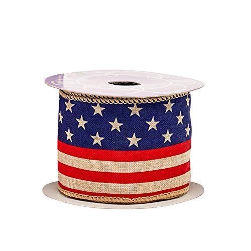 GiftWrap Etc Rustic American Flag Patriotic Ribbon - 2 1/2" x 10 Yards, USA Wired Ribbon for Wreaths, 4th of July, Trees, Crafts, Decorations, Veterans Day Decor, Christmas - Image 3