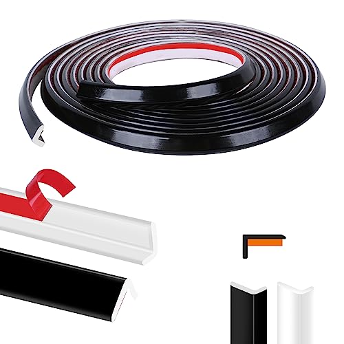 Kikerike Peel and Stick Tile Edge Trim 10Ft L-Shape Tile Outside Corner Molding Vinyl Tile Exterior Trim Edging Moulding for Bathroom Tile Backsplash & Shower Wall Edges Furniture Decoration - Black - Image 1