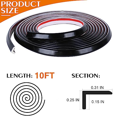 Kikerike Peel and Stick Tile Edge Trim 10Ft L-Shape Tile Outside Corner Molding Vinyl Tile Exterior Trim Edging Moulding for Bathroom Tile Backsplash & Shower Wall Edges Furniture Decoration - Black - Image 2