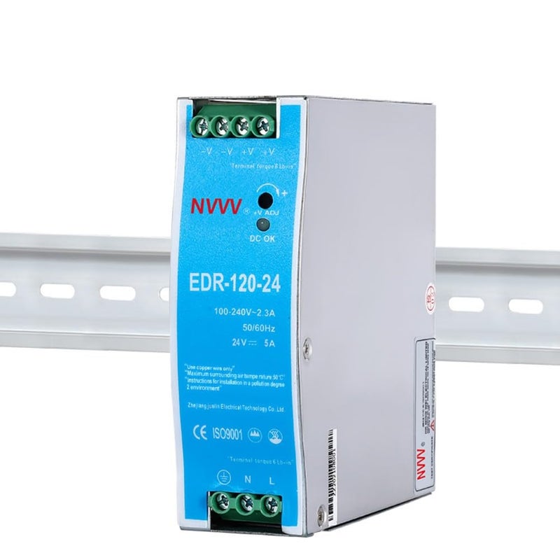 NVVV EDR-120-24 120W 24VDC 5Amp Industrial DIN Rail Power Supplies (24V 120W) - Image 1