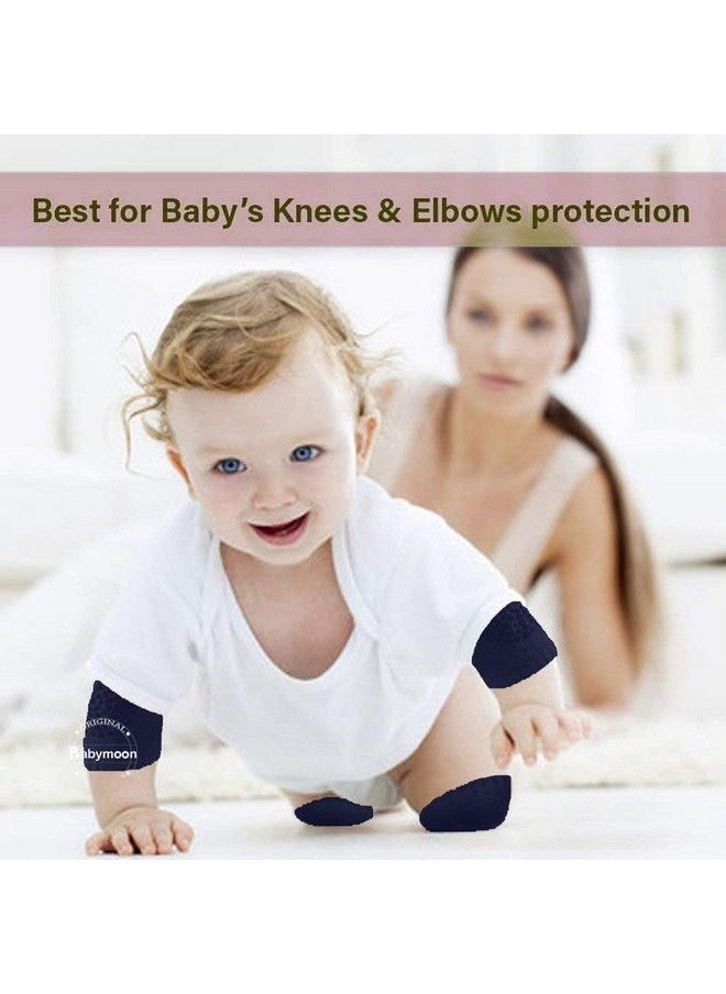BabyMoon Baby Knee Pads For Crawling Anti Slip Padded Stretchable Elastic Cotton Soft Breathable Comfortable Knee Cap Elbow Safety Protector (Pack Of 3 Pairs Red Blue & Grey)  - Image 4
