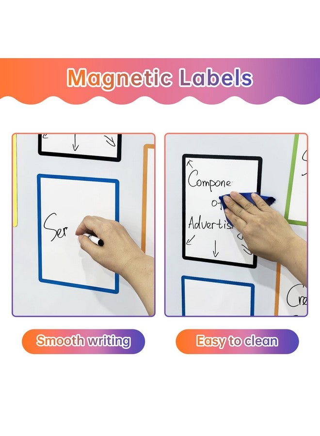 Navy Penguin Dry Erase Magnets Set - 6 Pack - 8X6" Whiteboard Magnetic Planning Pads Labels - Small White Board Magnet Strips Name Tags For Home, Office And Classroom - Image 2