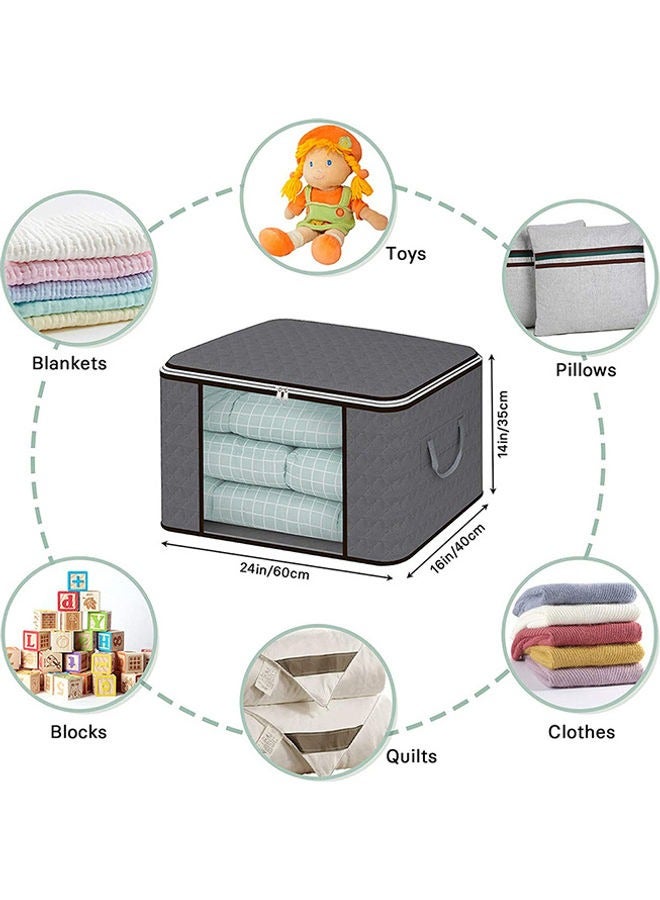 3Pcs Foldable Closet Organizer Clothing Storage Bag Box With Clear Window, Waterproof Durable Fabric Multicolour  - Image 2