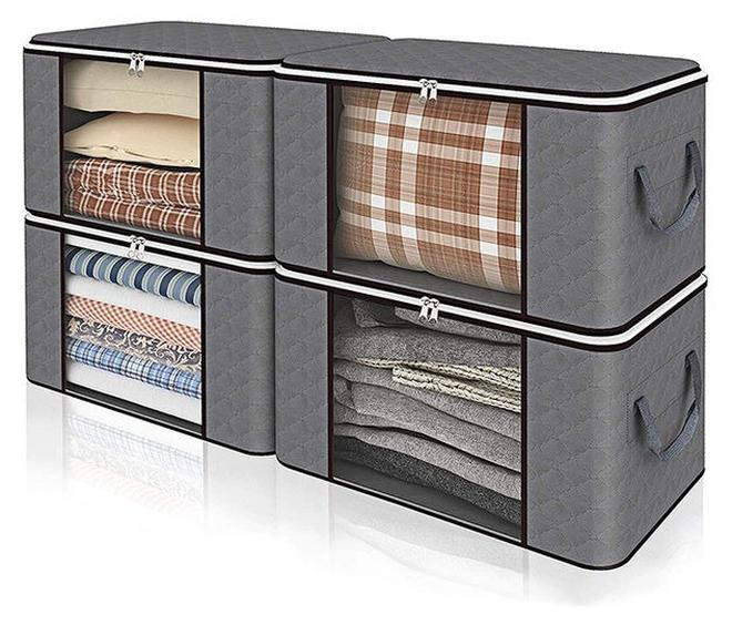 3 قطع قابلة للطي، منظم خزانة الملابس، صندوق تخزين الملابس مع نافذة شفافة، قماش متين مقاوم للماء - Image 1