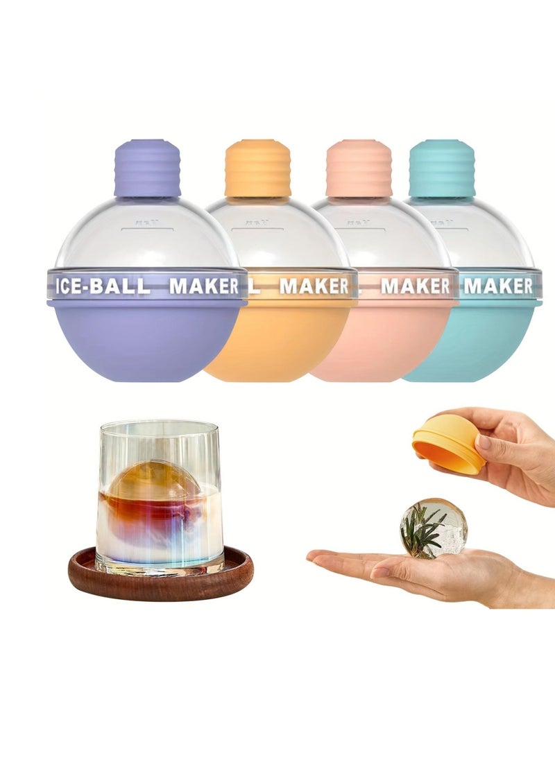 Generic - 4-Pack, Premium Silicone Ice Maker for Whiskey and Cocktails - Large Round Ball Ice Mold for Perfectly Frozen Drinks - 2.5 Inch - Image 1