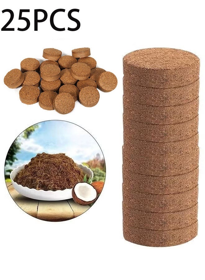 Happy D 25 Pcs Compressed Coconut Peat Disk,Low-Salt Seedling Development Substrate for Seed Starting, Gardening, Potting, and Organic Plant Care – Expands with Water – Eco-Friendly Peat Moss Alternative - Image 1