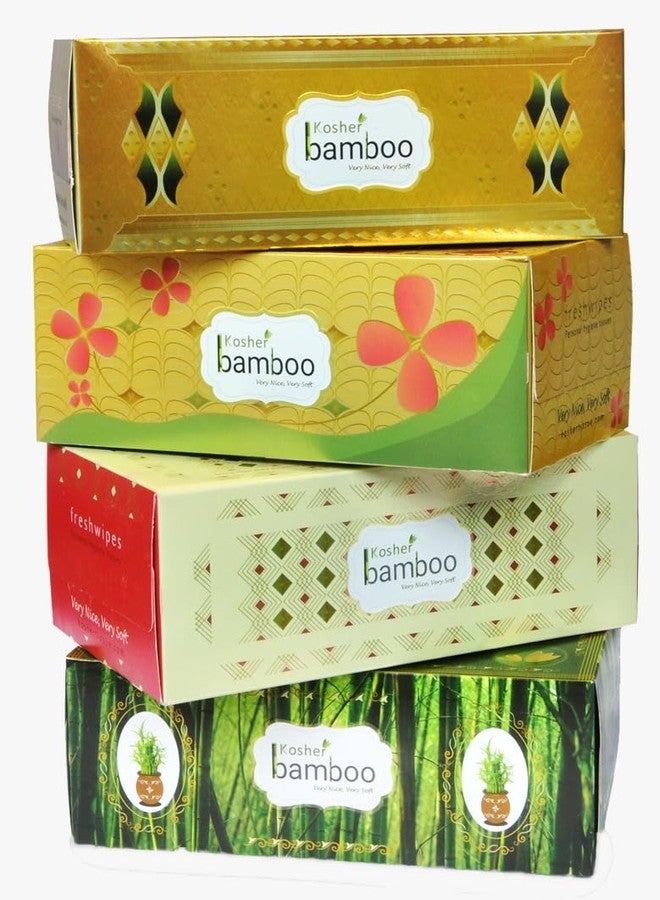 Kosher Bamboo Facial Tissue Box/Car Tissue | 150 Pulls Each X 4 Pack | Made of Pure bamboo Pulp - 2 Ply | Soft tissue | Strong & Absorbent | Total 600 Pulls (pack of 4) - Image 1