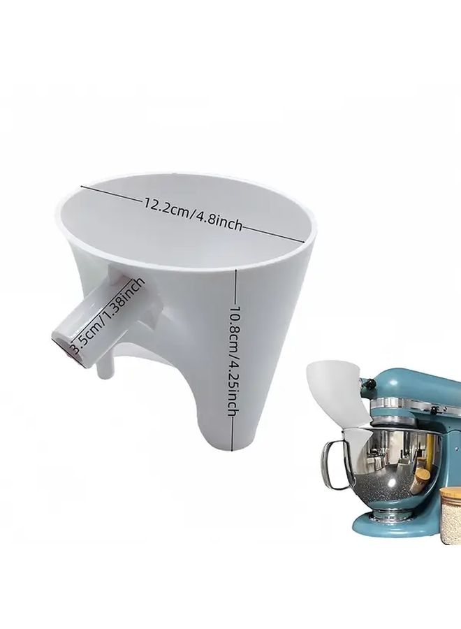 Heavy Duty Spill Proof Flour Funnel With Guided Pour Spout And Easy Clean Design For Stand Mixers 5 Quart White - Image 1