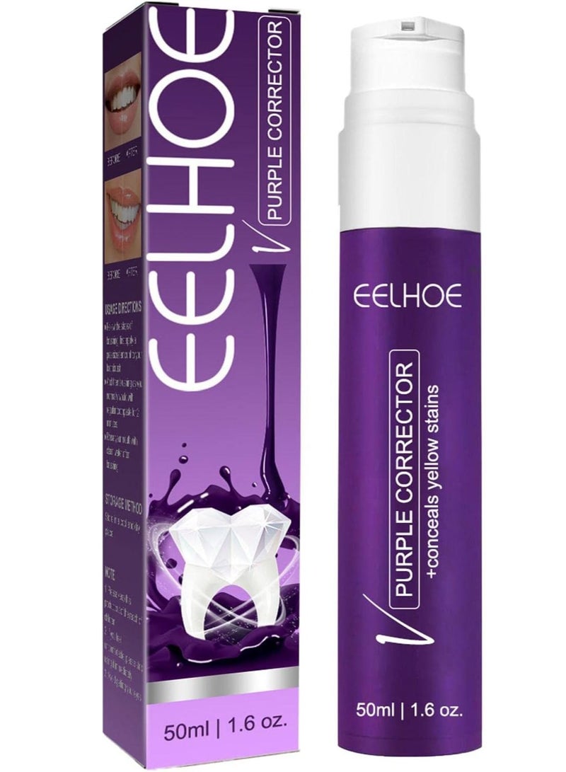 إيلهو مصحح أرجواني 50 مل، معجون أسنان لتبييض الأسنان، تنظيف الأسنان الصفراء، مصحح اللون وإزالة البقع بشكل فعال، العناية بصحة الفم - Image 1