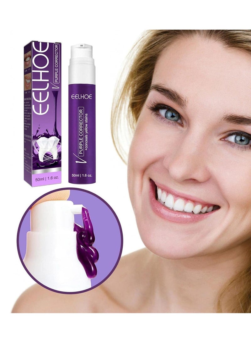 إيلهو مصحح أرجواني 50 مل، معجون أسنان لتبييض الأسنان، تنظيف الأسنان الصفراء، مصحح اللون وإزالة البقع بشكل فعال، العناية بصحة الفم - Image 2