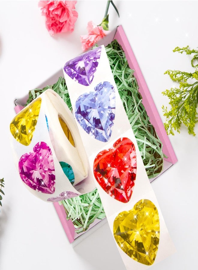 WorldBazaar Diamond Stickers for Envelopes 500pcs Valentine Heart Stickers for Kids Art Craft Valentine Classroom Holiday Wedding Birthday Party Supplies - Image 3