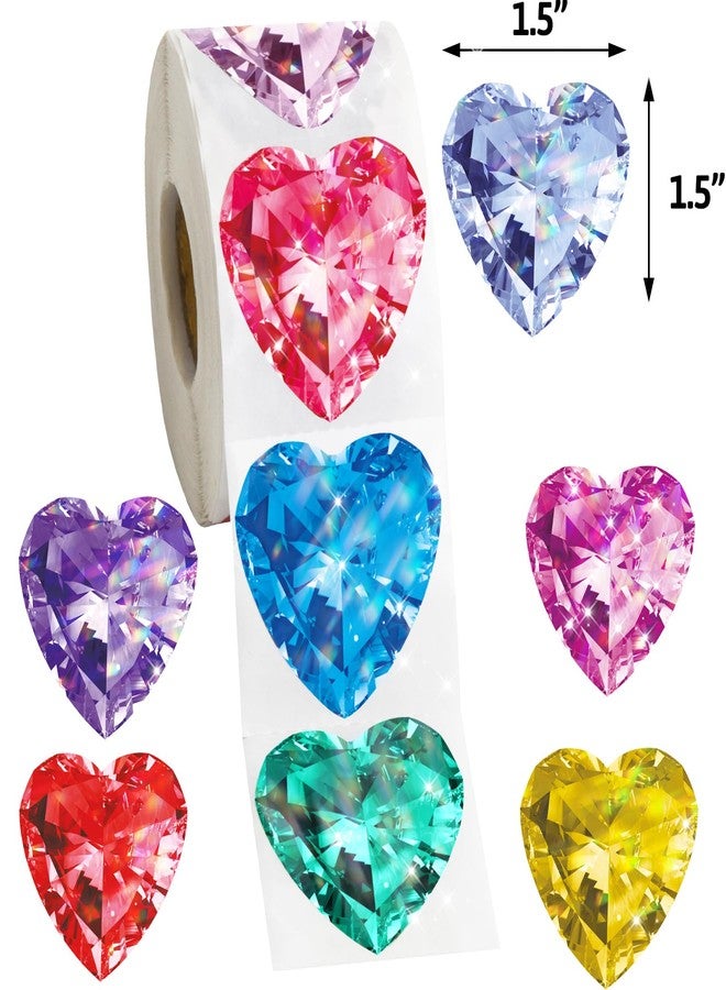 WorldBazaar Diamond Stickers for Envelopes 500pcs Valentine Heart Stickers for Kids Art Craft Valentine Classroom Holiday Wedding Birthday Party Supplies - Image 2