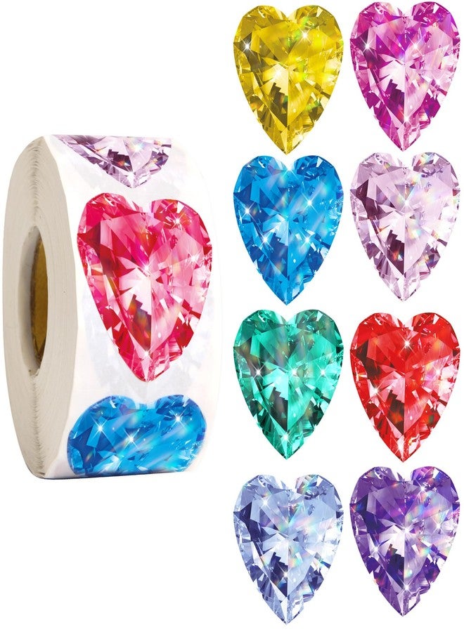 WorldBazaar Diamond Stickers for Envelopes 500pcs Valentine Heart Stickers for Kids Art Craft Valentine Classroom Holiday Wedding Birthday Party Supplies - Image 1
