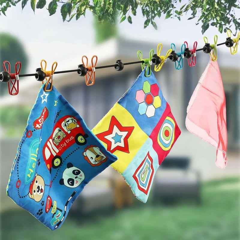 Portable Retractable Clothesline with 12 Colorful Clips & Carry Bag - Image 4