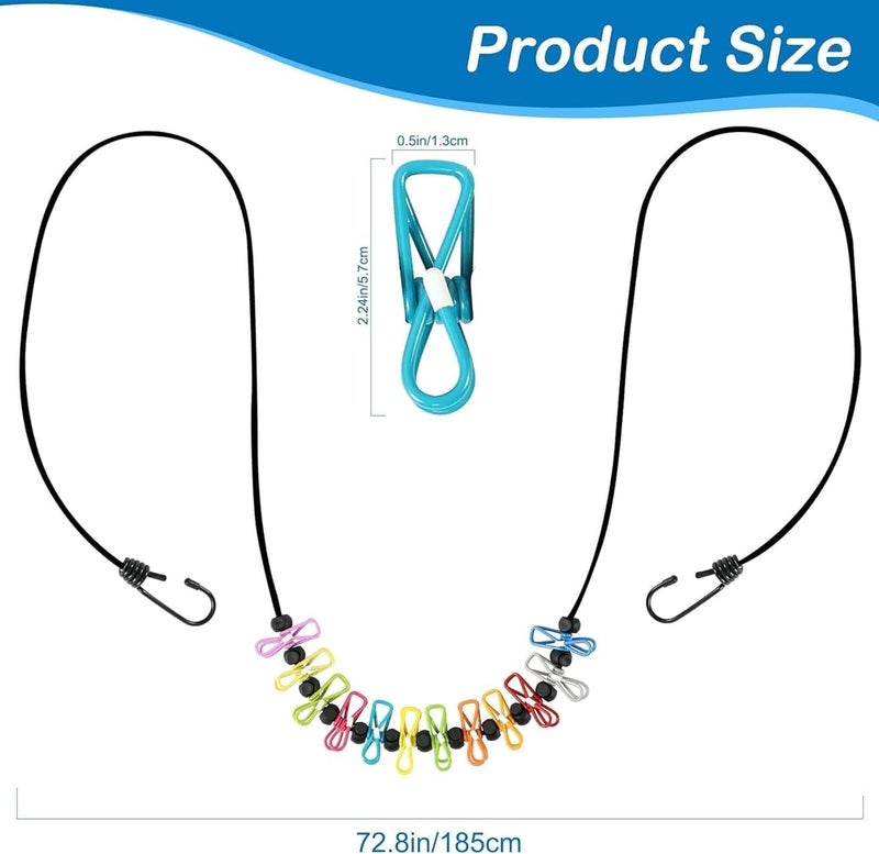 Portable Retractable Clothesline with 12 Colorful Clips & Carry Bag - Image 3
