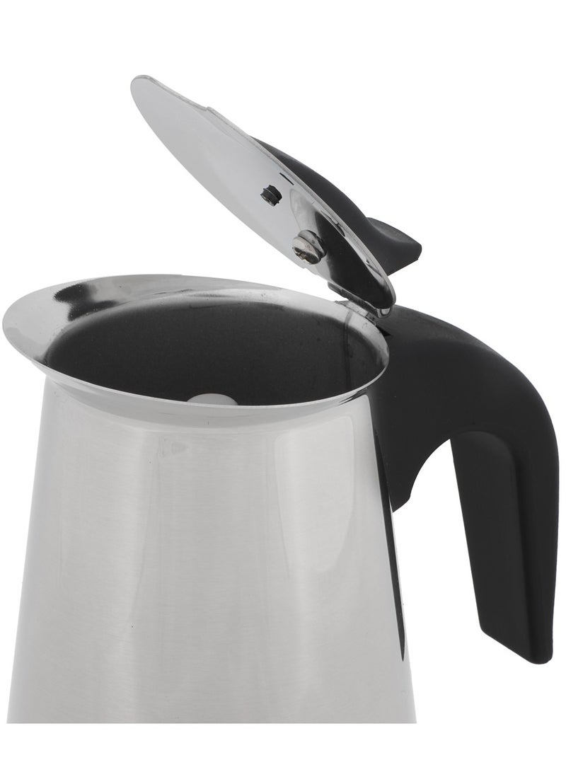 آني مورننغ صانعة الإسبريسو على الموقد من Any Morning، إبريق موكا، ماكينة القهوة الإيطالية، بيركولاتور القهوة، من الفولاذ المقاوم للصدأ، 6 أكواب، 10 أونصات، 300 مل (فضي، أسود) - Image 3