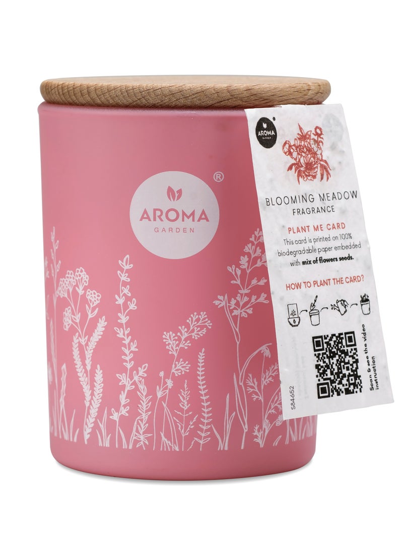 Aroma Home Fresh Garden Natural Wax Scented Candle with Plantable Seed Paper Hanger, Mixed Flower Seeds, Made In Poland (Blooming Meadow) - Image 1