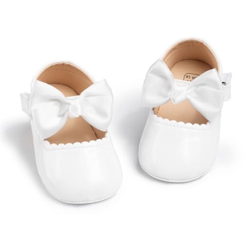 KIDSUN Infant Baby Girls Mary Jane Shoes Non-Slip Rubber Sole Ballet Slippers Princess Dress Wedding Shoe Newborn Crib Shoes First Walkers Shoes - Image 1