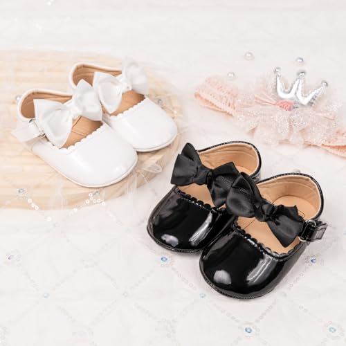 KIDSUN Infant Baby Girls Mary Jane Shoes Non-Slip Rubber Sole Ballet Slippers Princess Dress Wedding Shoe Newborn Crib Shoes First Walkers Shoes - Image 2