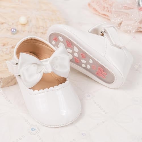 KIDSUN Infant Baby Girls Mary Jane Shoes Non-Slip Rubber Sole Ballet Slippers Princess Dress Wedding Shoe Newborn Crib Shoes First Walkers Shoes - Image 5