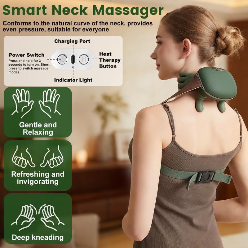 Electric Neck Massager with Heat, Deep Tissue Shiatsu Neck & Shoulder Massager, 3D Kneading Massage Pillow, Adjustable Intensity, Portable Pain Relief Massager for Home, Office & Car (CY-818) - Image 2