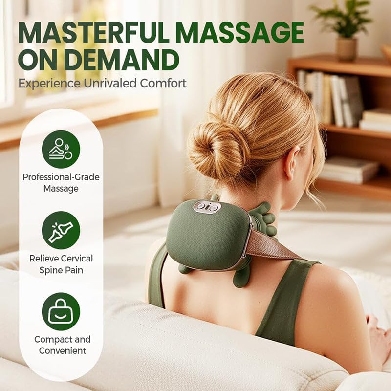 Electric Neck Massager with Heat, Deep Tissue Shiatsu Neck & Shoulder Massager, 3D Kneading Massage Pillow, Adjustable Intensity, Portable Pain Relief Massager for Home, Office & Car (CY-818) - Image 1