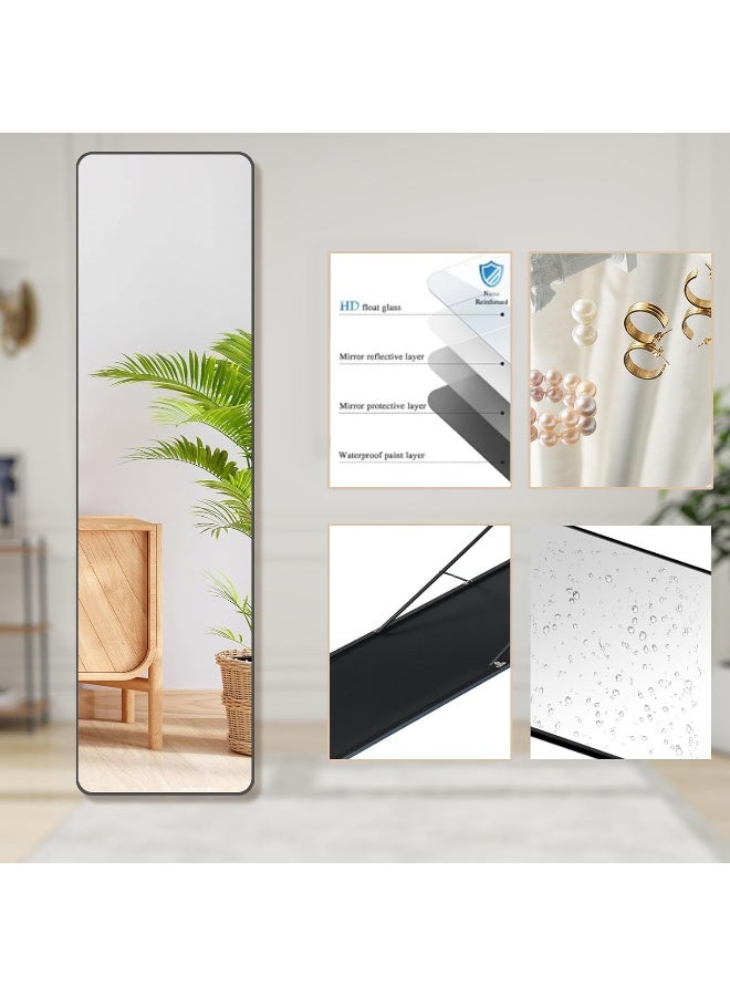 SKY-TOUCH Full Length Mirror 151x42cm, Floor Mirrors with Aluminum Alloy Frame Free-Standing Leaning Large Bedroom Dressing Mirror, Full Body Mirror with Stand for Living Room,Bedroom,Black  - Image 5