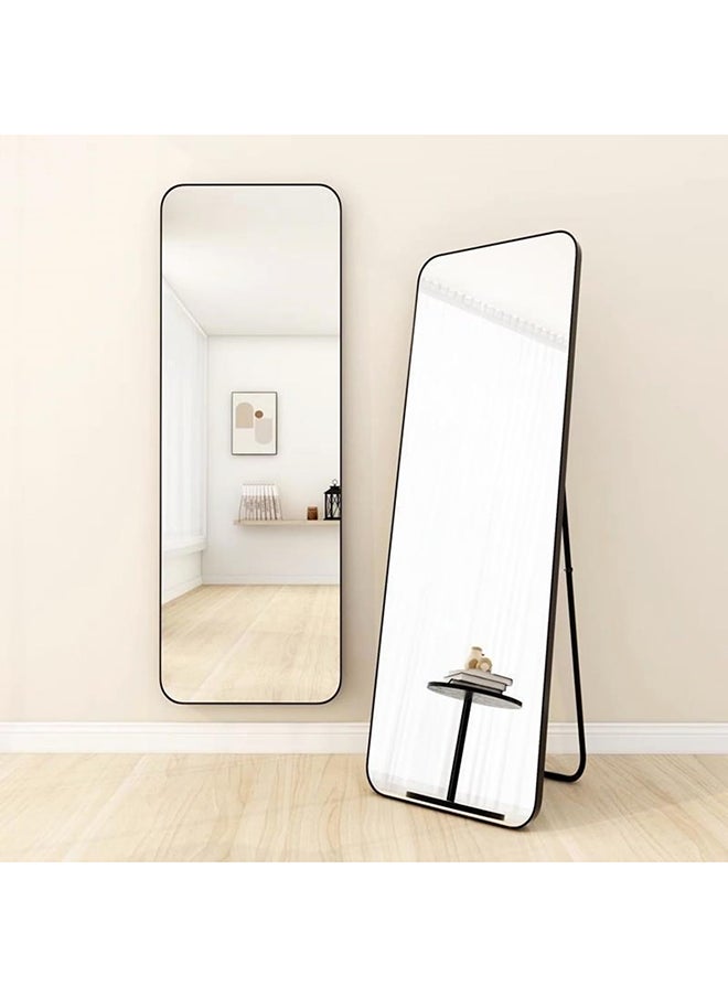 SKY-TOUCH Full Length Mirror 155x45cm, Floor Mirrors with Aluminum Alloy Frame Free-Standing Leaning Large Bedroom Dressing Mirror, Full Body Mirror with Stand for Living Room,Bedroom,Black  - Image 1