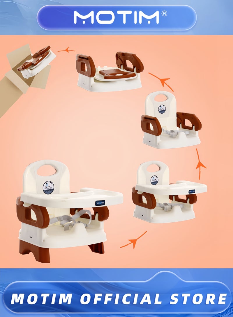 Motim Baby Dining Chair 2-in-1 Booster Feeding and Floor Seat with Self-Storing Tray 3-Point Harness Removable Tray - Image 4