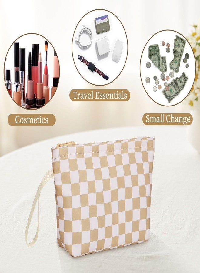 Ethereal Small Cosmetic Bag Daily Makeup Purse for Women Khaki Make up Brushes Organizer Pouch, Gifts for Girls/Women - Image 4
