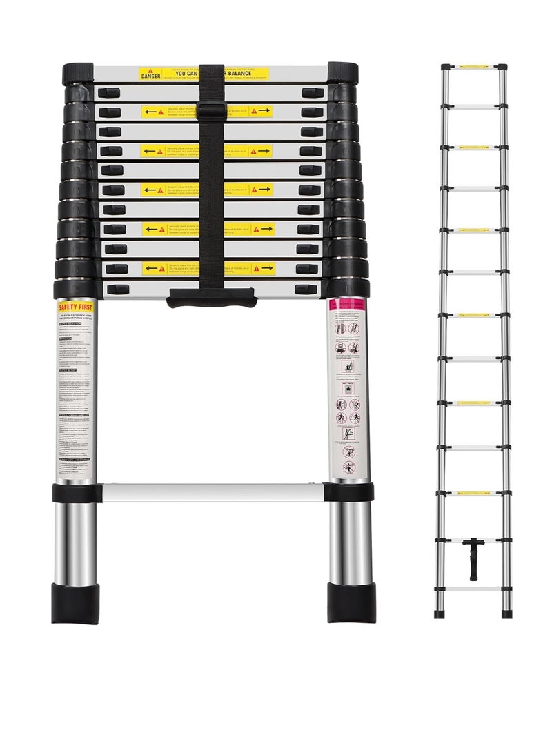 3.8-meter / 12.5-foot telescopic ladder, foldable and extendable aluminum top ladder, multi-purpose. - Image 1