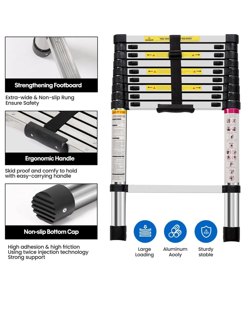 3.8-meter / 12.5-foot telescopic ladder, foldable and extendable aluminum top ladder, multi-purpose. - Image 3