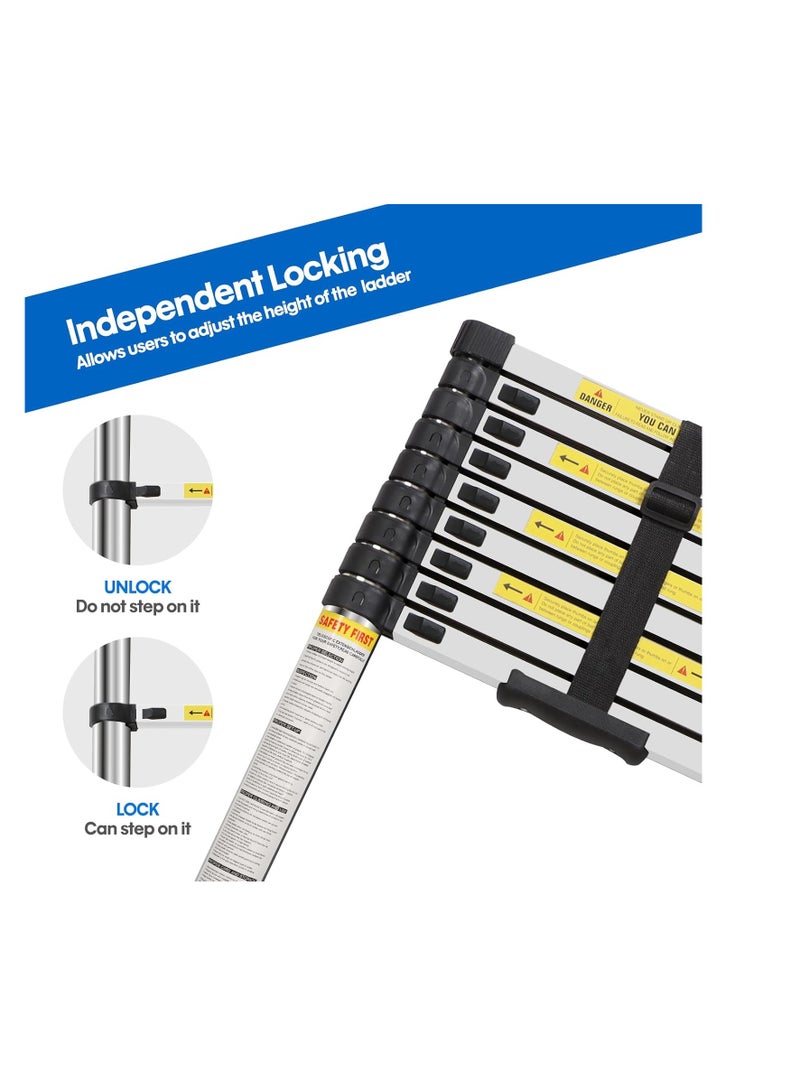 3.8-meter / 12.5-foot telescopic ladder, foldable and extendable aluminum top ladder, multi-purpose. - Image 4