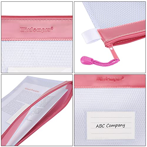 Wisdompro حقيبة بسحاب، مجموعة ويزدوم برو 4 قطع حقيبة شبكة مقاومة للماء بحجم الرسالة، منظم مستندات - وردي - Image 5