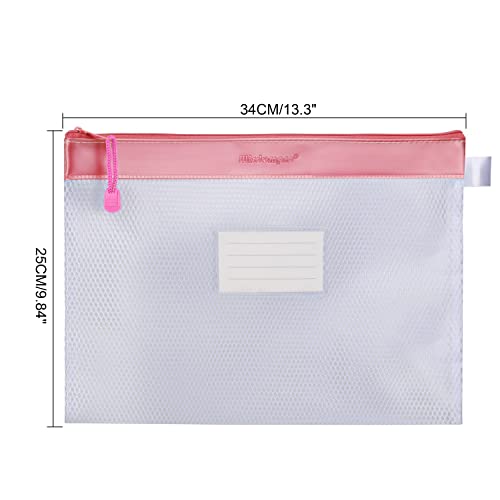 Wisdompro حقيبة بسحاب، مجموعة ويزدوم برو 4 قطع حقيبة شبكة مقاومة للماء بحجم الرسالة، منظم مستندات - وردي - Image 3