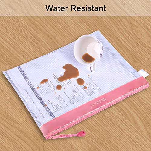 Wisdompro حقيبة بسحاب، مجموعة ويزدوم برو 4 قطع حقيبة شبكة مقاومة للماء بحجم الرسالة، منظم مستندات - وردي - Image 4