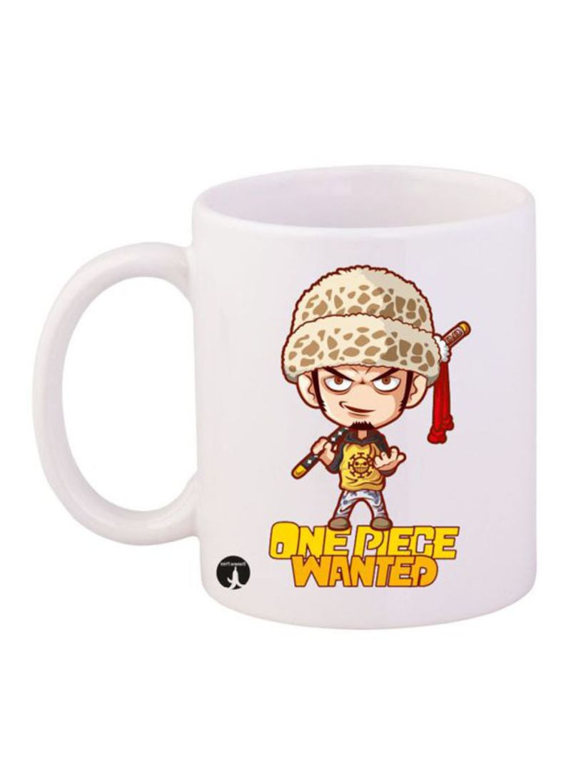 RKN Anime One Piece Printed Mug White/Yellow/Beige 12ounce