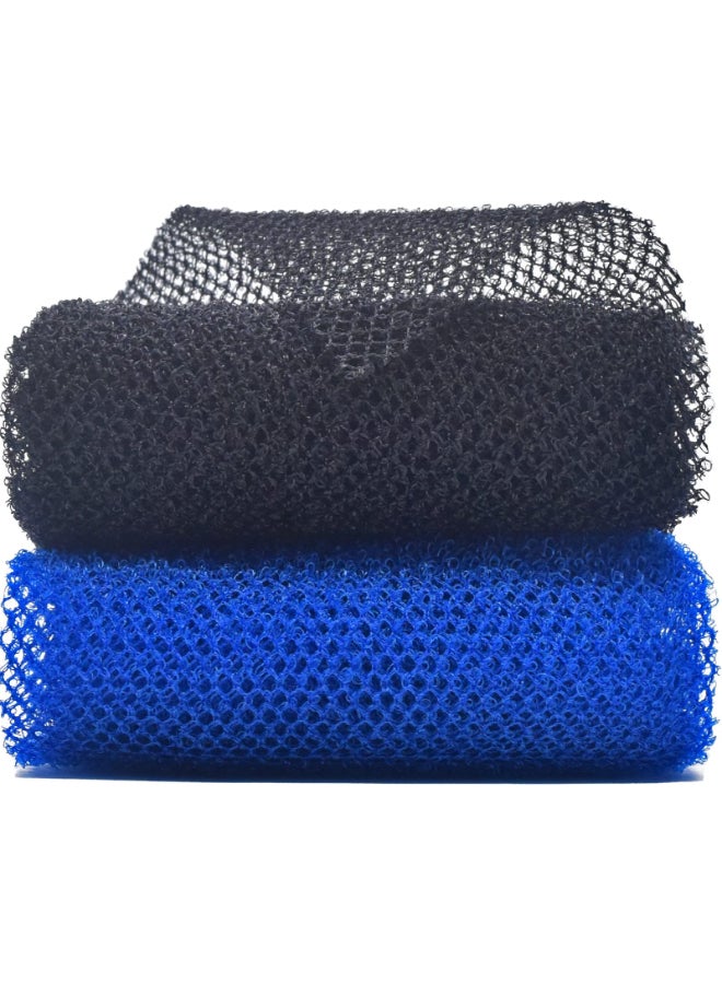 SuperJpsor 2 Piece African Exfoliating Net for Body African Net Sponge African Wash Net African Shower Net African Bath Sponge Scrubbing Rag Net Exfoliation African Body Scrubber BlackBlue - Image 3