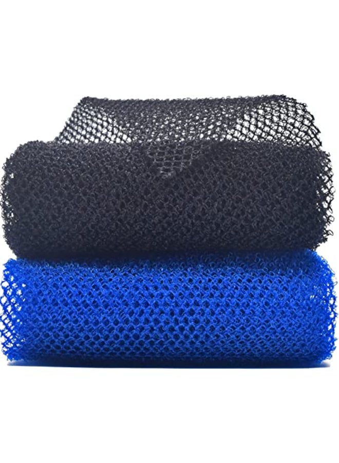SuperJpsor 2 Piece African Exfoliating Net for Body African Net Sponge African Wash Net African Shower Net African Bath Sponge Scrubbing Rag Net Exfoliation African Body Scrubber BlackBlue - Image 1