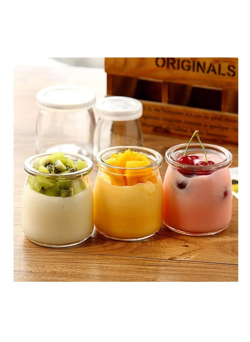 Shopfork Shopfork Clear Glass Jars with Lids Yogurt Jars Pudding Jar with Lid Transparent Glass Jars for Yogurt Maker and Milk, Parfait | Gift for Family and Friends | Glass jar for Gift (SET OF 2)  - Image 1