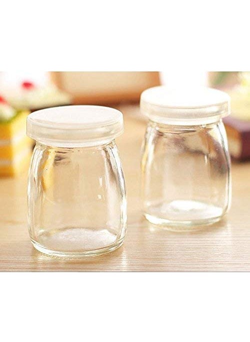 Shopfork Shopfork Clear Glass Jars with Lids Yogurt Jars Pudding Jar with Lid Transparent Glass Jars for Yogurt Maker and Milk, Parfait | Gift for Family and Friends | Glass jar for Gift (SET OF 2)  - Image 2