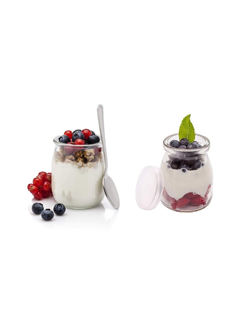 Shopfork Shopfork Clear Glass Jars with Lids Yogurt Jars Pudding Jar with Lid Transparent Glass Jars for Yogurt Maker and Milk, Parfait | Gift for Family and Friends | Glass jar for Gift (SET OF 2)  - Image 4