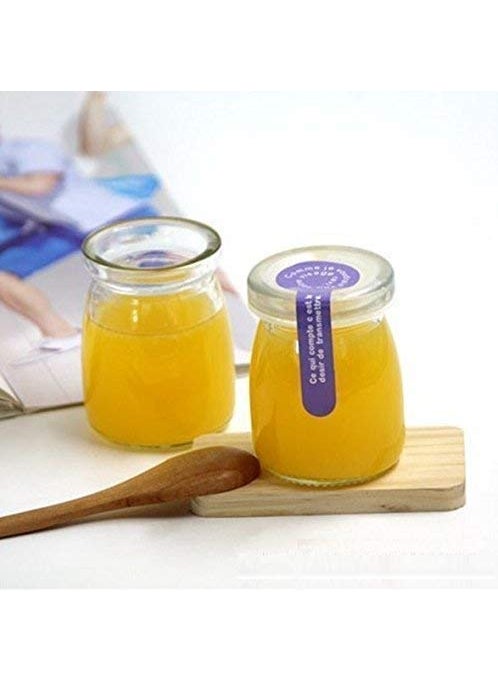 Shopfork Shopfork Clear Glass Jars with Lids Yogurt Jars Pudding Jar with Lid Transparent Glass Jars for Yogurt Maker and Milk, Parfait | Gift for Family and Friends | Glass jar for Gift (SET OF 2)  - Image 3