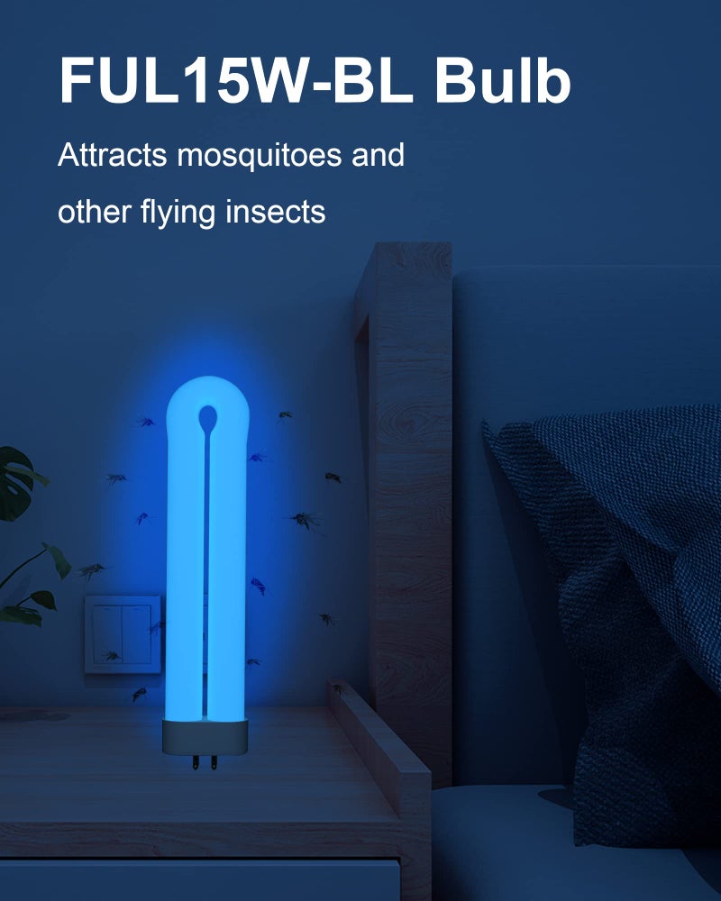 SHOOTING STAR مصباح بديل لمصيدة الحشرات Shootingstar Bug Zapper بقوة 15 واط مع قاعدة 4 دبابيس، مصباح أنبوبي مزدوج على شكل U بقوة 15 واط-BL لمصيدة البعوض الخارجية، عبوة 4 قطع - Image 4
