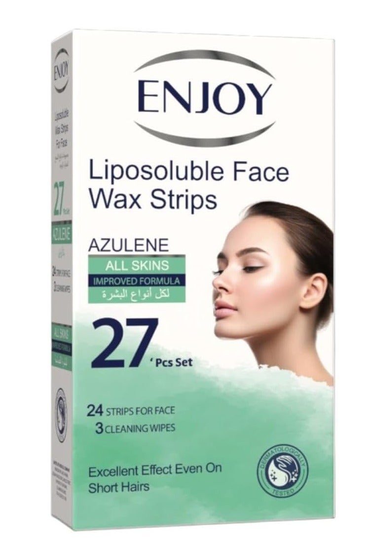 ENJOY LIPOSOLUBLE FACE WAX STRIPS AZULENE ALL SKIN 27PCS SET