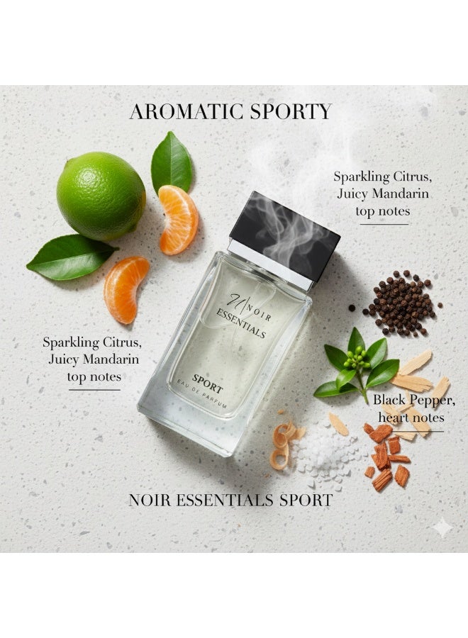 نوير إسينشالز سبورت أو دو بارفان  مل – عطر منعش حمضي بحري خشبي، عطر رياضي يدوم طويلاً للرجال والنساء - Image 4