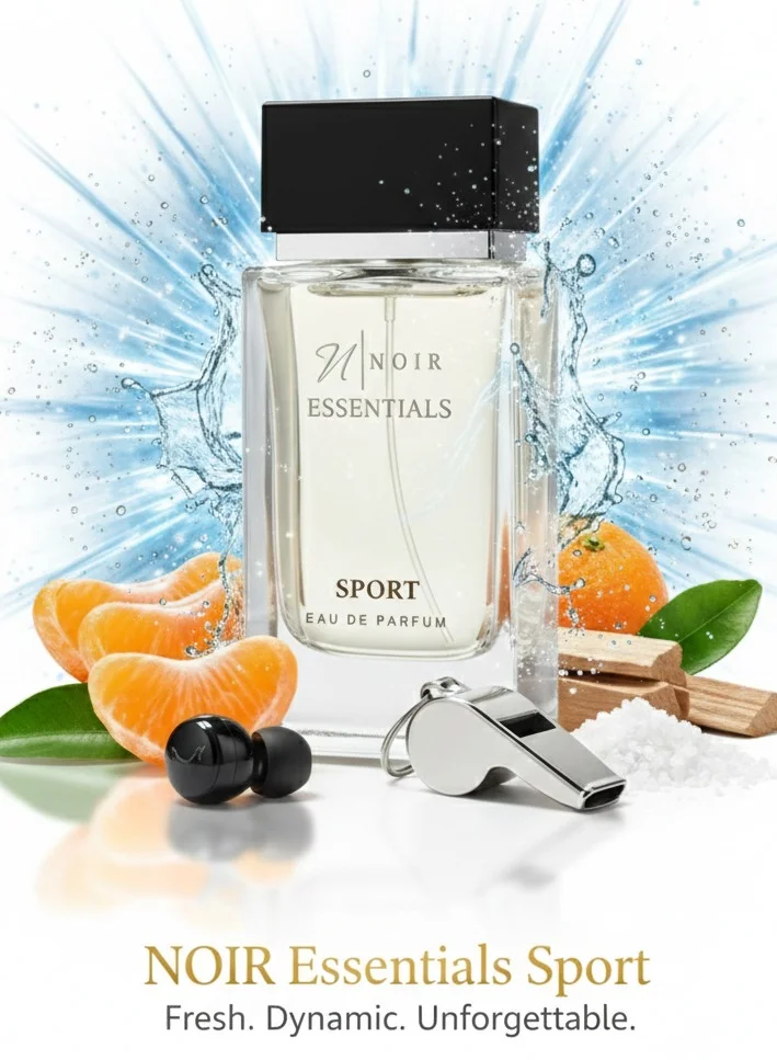 noir Essentials Sport Eau De Parfum 80ml – Fresh Citrus Marine Woody Scent, Long-Lasting Sporty Fragrance for Men & Women
